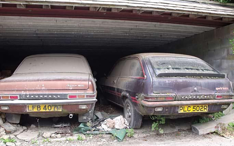Old Vauxhalls In An Abandoned Car Port