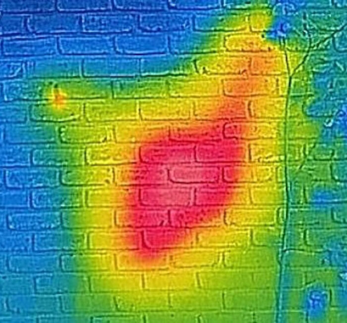 infrared view of the brick wall