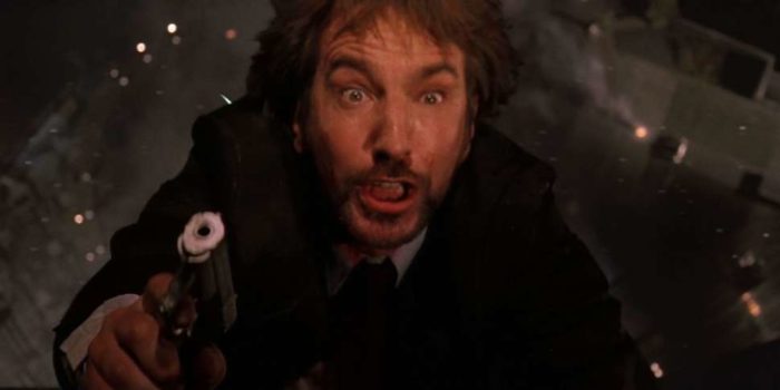 Hans Gruber falling from the Nakatomi Plaza