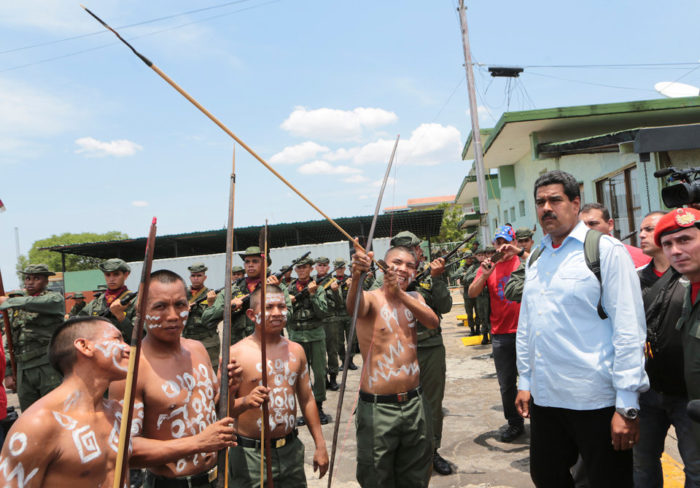 Nicolas Maduro arriving to a campaign rally at the state of Amazonas