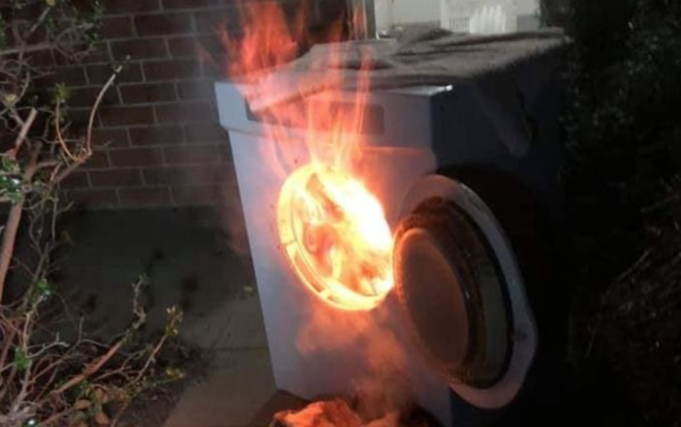 burning washing machine