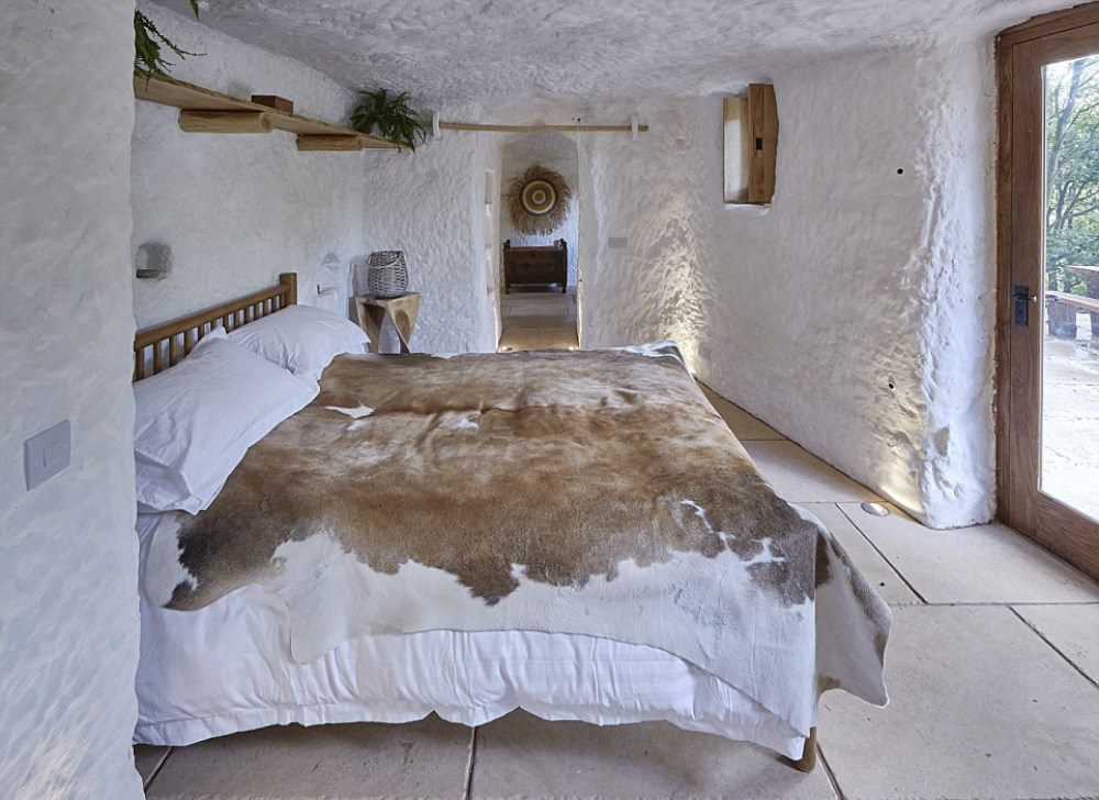 bedroom in a cave home