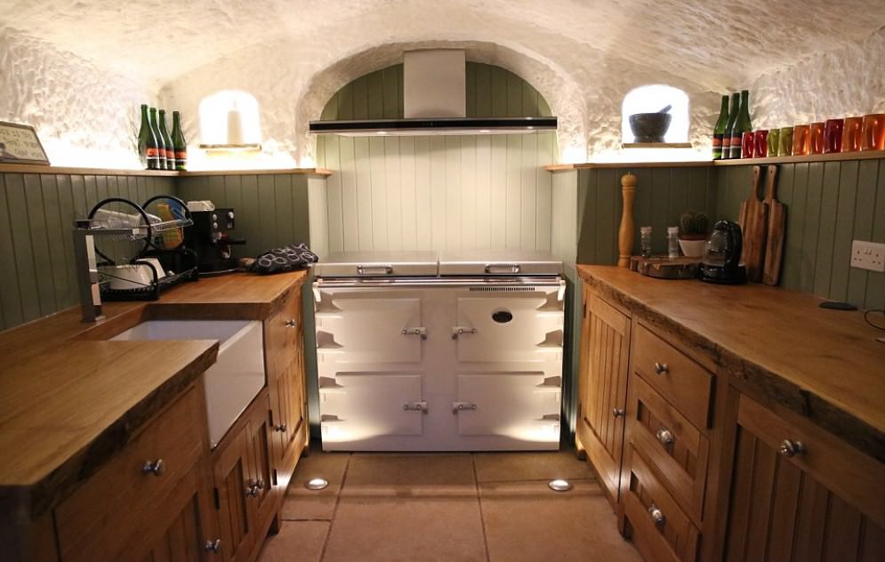 kitchen in a cave home