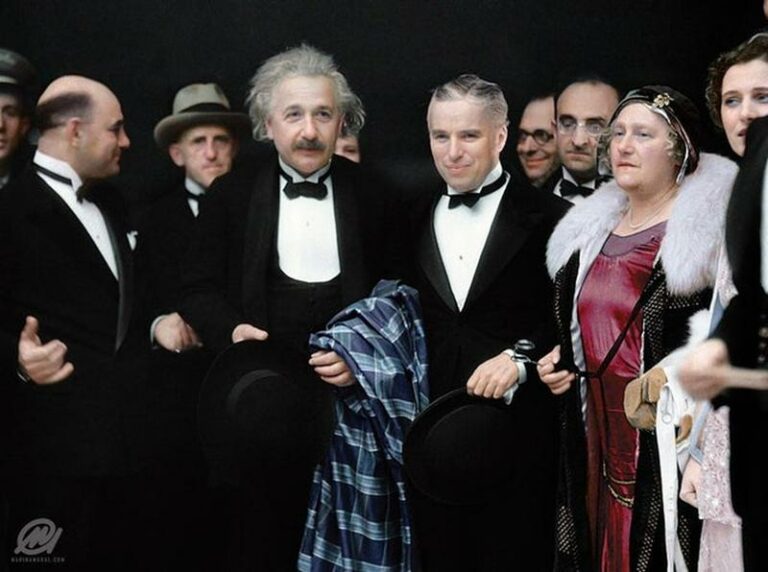 Charlie Chaplin And Albert Einstein At The Premiere Of City Lights